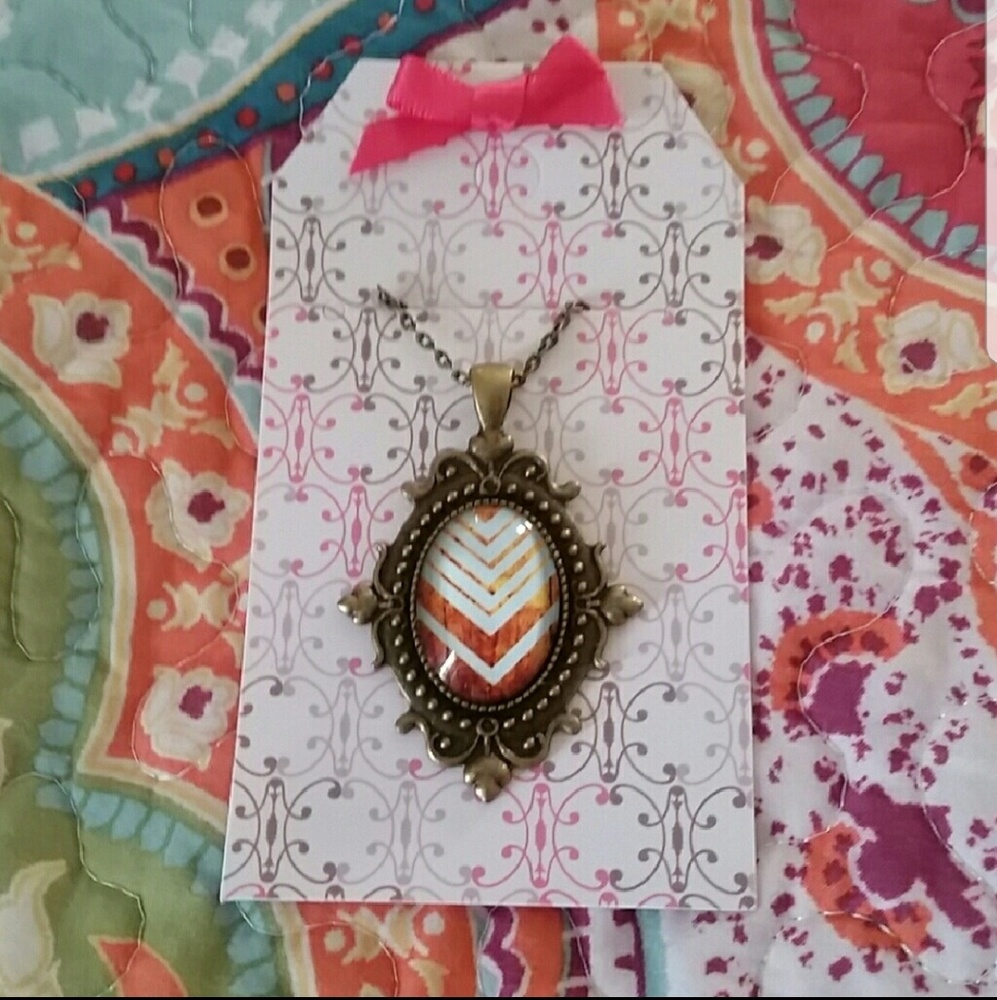 Bronze Chevron Pendant Necklace